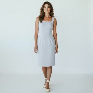 D. Exterior Italy Dress 6 White Textured Pleated Sheath Midi Sleeveless